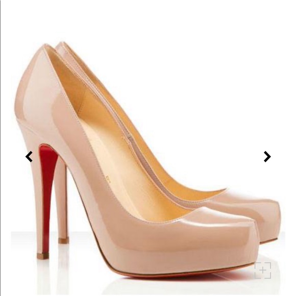Christian Louboutin Shoes - Size 39 Nude Rolando Platform Patent Leather Pumps